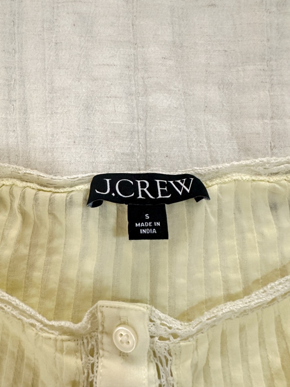J Crew Cap Sleeve Lace Top SMALL Yellow Boho Blouse - Picture 3 of 7